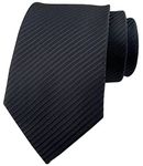 Striped Ties for Men Boys Trendy Repp Graphic Woven Silk Formal Business Necktie, Black Repp, One Size