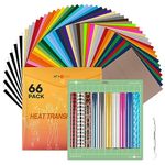 HTVRONT Heat Transfer Vinyl Bundle - 66 Pack 12x10in Iron on Vinyl for t Shirts, 40 Assorted Colors HTV Vinyl with Teflon Sheet, Standard Sticky Cutting Mat, Weeding Hook