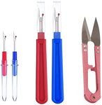 (Red-blue) - APUXON Seam Ripper and Thread Remover Kit, 2 Big and 2 Small Handy Stitch Ripper Sewing Tools and 1 Sewing Trimming Scissor nipper Tool for Thread