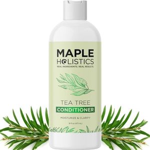Maple Holistics Pure Tea Tree Oil Conditioner For Dry Hair Boost Hair Growth Family Size Color Safe Anti Dandruff Scalp Therapy With Calming Essential Oils Hydrating Argan And Smoothing Keratin -16 Oz