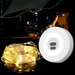 Camping String Lights, Portable Outdoor Camping Stowable String Lights with 8 Lighting Modes Retractable Strip Light 10M Reel, 2 in 1 Camping Lights for Camping Campsite, Awning, Kids Play Area,Warm