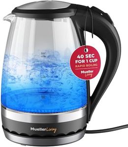 MuellerLiving Glass Kettle 1.5L 1500W LED Light Electric Tea Kettle Automatic Shut-Off with SpeedBoil Tech and Boil-Dry Protection