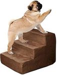 Bhumi Enterprises Dog/Cat Stairs/Polythene Foam Ladder 3 Steps Ramp/Ladder Brown Color Dog Stairs to get on High Bed for Cat and Pet Steps at Home or Portable (Brown Color)