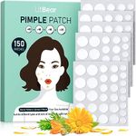 LitBear Pimple Patches, Acne Patches for Face with Tea Tree Oil and Calendula Oil, Hydrocolloid Spot Stickers for Absorbing Ance Pus, Blemish Cover, 4 Sizes, 150 Counts