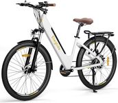 Eleglide Electric Bike, T1 Step-Thru Pedal Assist City E Bike, 27.5" Electric Bicycle Commute Trekking Bike for Adults with 36V 13Ah Battery, LCD Display, Shimano 7 Gears (White)