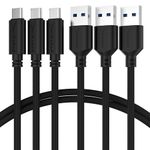 SABRENT USB C Cable 3-Pack, 6ft 3.0A QC Fast Charging USB 3.0 Type C, Premium Nylon Braided, Fast Data syncing up to 5000 Mbps for Android Phones (CB-C3X6)