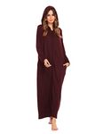 Ekouaer Robe for Women Zipper Robe Loungewear Full Length Sleepwear Pockets Housecoat Casual Straight Robe S-XXL, Dark Red, Large