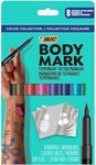 BIC BodyMark Temporary Tattoo Markers for Skin, Color Collection, Flexible Brush Tip, 8-Count Pack of Assorted Colors, Skin-Safe, Cosmetic Quality