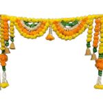 SHREYA-FASHION® - Artificial Marigold Flowers Garlands Hanging Door Toran, Doorway for Diwali, All Festivals Special Events, Home, Office, Wedding Haldi Mehndi Party Decorations (5 Feet)