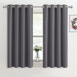 PONY DANCE Grey Blackout Eyelet Curtains 45 Inch Drop for Bedroom Thermal Insulated Curtains & Drapes Short Blackout Curtains for Window Treatment Kitchen/Caravan, 2 Panels, W46 X L54, Gray