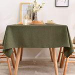 BALCONY & FALCON Rectangular Table Cloth Wipe Clean Faux Linen Table Cover Washable Tablecloths for Kitchen Dining Tabletop Buffet Decoration (Olive, 140 x 240cm)