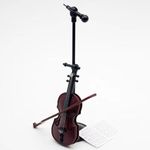 DPWOUM Miniature Violin with Stand Ornament, Bow and Case - Perfect Mini Musical Instrument for Cell Phone Case Decoration House Decoration and Collectors