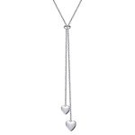 Flyow Long Chain Dainty Lariat Necklace Simple Style 925 Sterling Silver Pendant Adjustable Y Shaped Necklace Jewelry (heart)