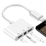 8ware Lightning to Headphone Adapter 3.5mm Jack Headphone Adapter 3 in 1 Earphone and Charging Splitter for iPhone 12/11/SE/XS/XR/X/8/7 and iPad