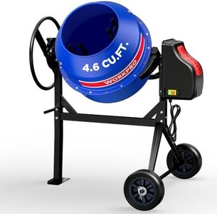WORKPRO 4.6 Cu.Ft. Electric Cement Mixer, 600W 0.8HP Portable Concrete Mixer with Wheels & Stand Steel for Stucco, Mortar & Seeds