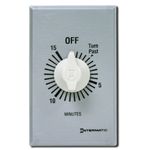 Intermatic FF415M 15-Minute Spring Loaded Wall Timer DPST No Hold - Enhance Energy Efficiency with Universal Compatibility - Automatic Timer for Effortless Control, Brushed Metal Finish