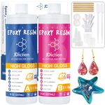 JDiction Epoxy Resin High Gloss - 16OZ Crystal Clear Epoxy Resin Kit, Upgrade Formula, Self Leveling Resin for Jewelry Making, Art, Coasters, Wood, Non-Toxic, UV Resistant, Easy1:1 Ratio