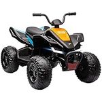 Aosom Mclaren MCL 35 Liveries Licensed 12V Kids ATV Quad, 4 Wheeler Battery Powered Electric Vehicle with Slow Start, Music MP3, Headlights, Suspension Wheel, Boys and Girls, Black