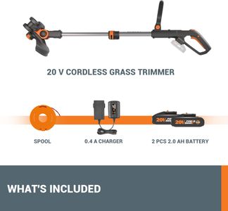 WORX Cordless Grass Trimmer 18V – 2 Batteries, 30cm Cutting Width, Black