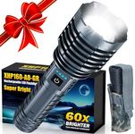 Super Bright LED Flashlight 1800000 High Lumens, Rechargeable Handheld Flashlights Powered by Battery, Waterproof Tactical Flashlights-Zoomable 5 Modes-31H Runtime-Holster for Emergency Camping