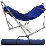 Tranquillo 650 lbs Capacity Hammock with Stand for Outside, Collapsible Outdoor Hammock with Stand, Double Hammock with Spreader Bar (Stainless Steel, Blue)