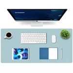 K KNODEL Leather Desk Mat, Office Desk Pad, Large Mouse Pad, Keyboard Mat, Computer and Laptop Mat for Desk, Desk Protecor Mat, Desktop Mat for Writing, Desk Blotter and Cover (90x43cm, Light Blue)