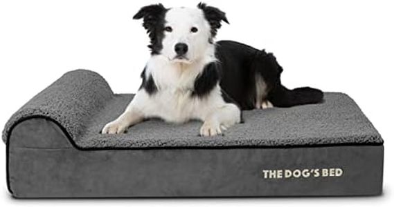 The Dog’s Bed Orthopaedic Headrest Dog Bed Large Grey Plush 101x64x15cm, Waterproof Memory Foam Dog Bed