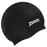 Zoggs Unisex Silicone Swimming Cap, Black, One Size UK