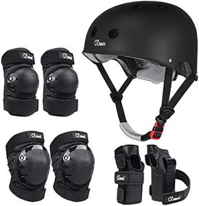 JBM Skating Protective Gear Adult Skateboard Helmet Knee and Elbow Pads with Wrist Guards for Inline Roller Skating, Skateboarding, Scootering