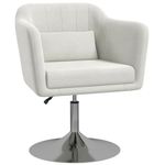 HOMCOM Swivel Accent Chair for Living Room Contemporary Vanity Armchair with Adjustable Height Thick Cushion Lumbar Support Armrest for Bedroom Office Cream White