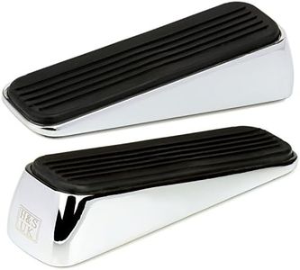H&S Bloque Coin de Porte Robuste - Pack de 2 - Cale Design en Acier Inoxydable avec Base Caoutchouc - Butee de porte - Stop Solide, Arret de Porte & Butoir au Sol