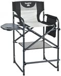 SUNNYFEEL Tall Directors Chair, Folding Chairs with Side Table, Portable for Outdoor Camping Beach Fishing Picnic Lawn Concert Show(Black)