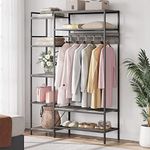 IDEALHOUSE 2024 NEW Freestanding Closet Organizer - Versatile Portable Clothes Rack with 5 Tiers Shelves and Hanging Rods - Sturdy Steel Clothing Rack for Cloakrooms, Bedrooms, Entrances