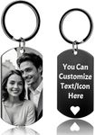 Lamdiy Custom Keychain with Picture Personalized Engraving Photo Keychain Customized Keychain for Dad Men Boyfriend Gifts