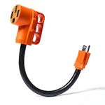 MICTUNING RV 15Amp to 50Amp Adapter - 15Male 50Female Camper RV Electrical Adapter Power Cord with Innovative 180 Degree Bend Design Easy Ergonomic Handle,18inches,10AWG 125V 1875W