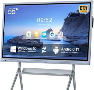 JYXCN Smart Board Collaboration Hub, 55" Digital Interactive Whiteboard Display with 4K Touchscreen & Dual System, Electronic Smartboard for Classroom Office Home(Wall Mount Included)