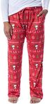 Peanuts Womens' Snoopy and Woodstock Ho Ho Ho Ugly Sweater Pajama Pants (M) Red