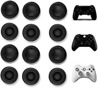 VizGiz 12 Pack Universal Thumbstick Grips PS4 Thumb Grip Analog Stick Covers Joystick Controller Cap Silicone Precision Rubber for PS4 Xbox ONE Xbox 360 PS3 PS2 Pro Slim Lite Dualshock WII U Black