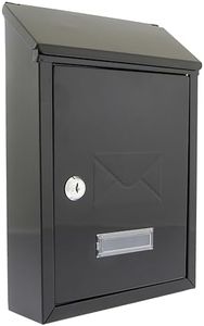 Burg-Wachter MB09BK Avon Rear Entry Wall Mounted Galvanised Steel Lockable Weatherproof Post Box - Black - 21x30x7cm
