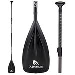 Abahub Carbon Fiber SUP Paddle, 3-Piece Adjustable 67''-86'' Stand Up Paddle Lightweight Carbon Shaft, Black Plastic Blade + Paddle Bag