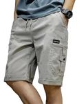 MADHAVISTA Men’s Pure Cotton Casual Cargo Shorts | Soft Breathable Fabric | Adjustable Drawstring Waist | Multiple Utility Pockets | Comfortable Everyday Wear Bottoms Grey