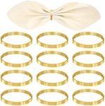 Nogeqi Round Modern Napkin Rings, Metal Bulk Gold Napkin Rings Holders for Cloth Napkins Wedding Party Ramadan Easter Napkin Rings Table Decor, Gold Napkin Ring Set of 12