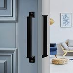 Corsehild 2 PCS Barn Door Handle Heavy Duty Barn Door Pull Handle Carbon Steel Door Handle Gate Garage Shed Handles Sliding Barn Door Hardware with Screws for Sliding Barn Door Closet Wood Gate, Black