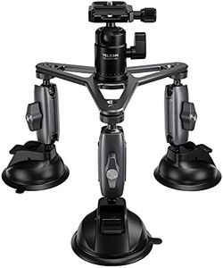 Triple Suction Cup Car Mount Heavy Duty Tripod with 360 Ball Head for GoPro 13 Insta360 DJI Action 5 Pro 4/3 DSLR Mirrorless Camera, Dashboard Windshield Window Hi-Speed Motion Vehicle Holder Attach