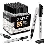 Permanent Markers,Fine Tip Black Permanent Marker Bulk of 85 Pack Black Marker Set Waterproof,Quick Drying Black Markers Permanent Work On Wood,Metal,Plastic,Stone,Glass For Office School Home