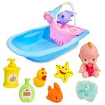 FunBlast Bathtub Toys for Babies – Squeeze Toys for Kids, Baby Bath Tub Toy with Shower Spray, Toys for Babies, Toddler Baby Bathtub Bathing Squeeze Bath Toy (Blue)