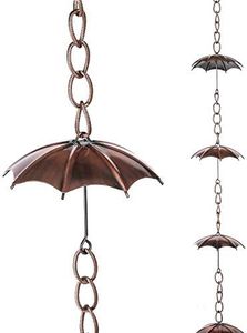 Rain Chains Metal Decorative Umbrella Rain Chain Bell 72" for Home Garden Patio Outdoor Decor Rain Chain