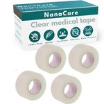 NanaCare Hypoallergenic Transparent Surgical Tape 2.5cm x 9.1m | 4 Rolls Transporous Surgical Tape| Medical Tape for Skin, Dressings and Face| Mouth Breathing Tape| First Aid Tape for Sensitive Skin