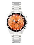 ALBA Stainless Steel Analog Orange Dial Men Watch-At3J21X1, Silver Band