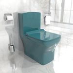 B Backline Ceramic Commode for Toilet/One Piece Western Toilet Commode/Water Closet Commode With Soft Close Toilet Seat S Trap Outlet From Floor (Green Glossy)